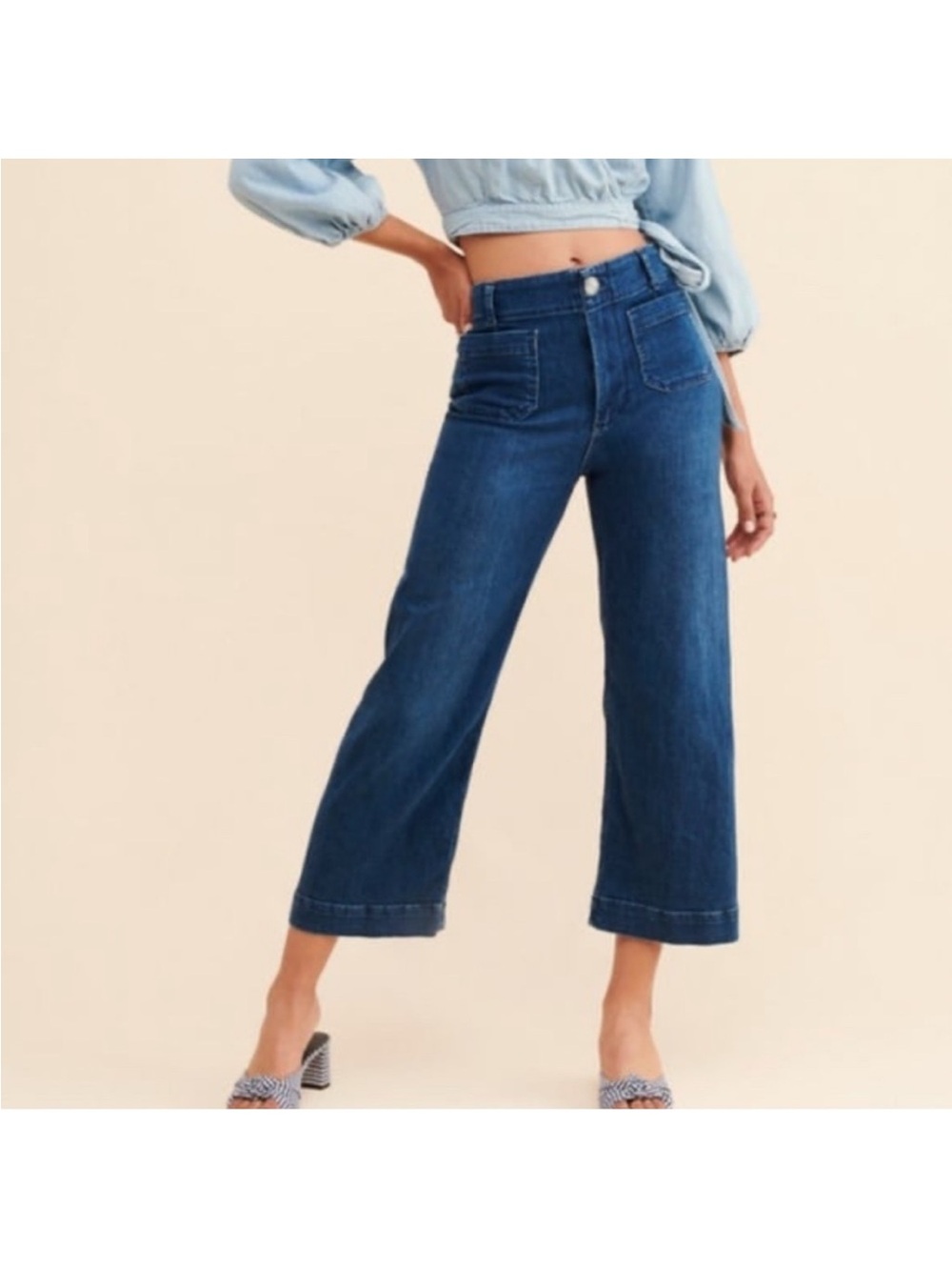 Pilcro High-Rise Wide Crop Jeans in Indigo the skipper size 28